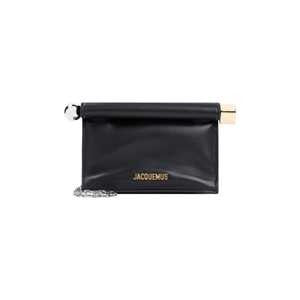 Jacquemus Black Leather La Pochette Rond Carré