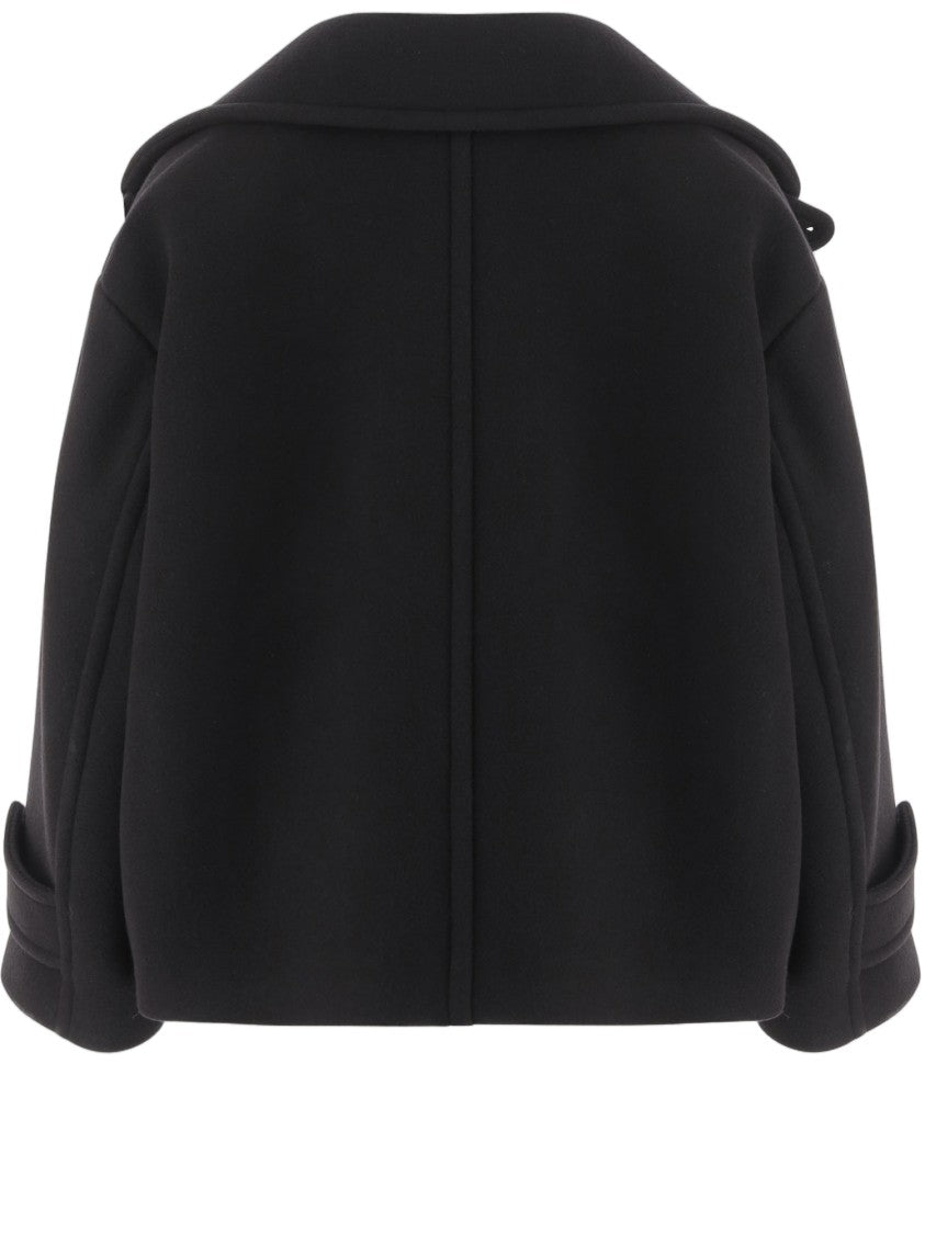 Chloé Double-Breasted Oversized Short Coat In Wool Blend