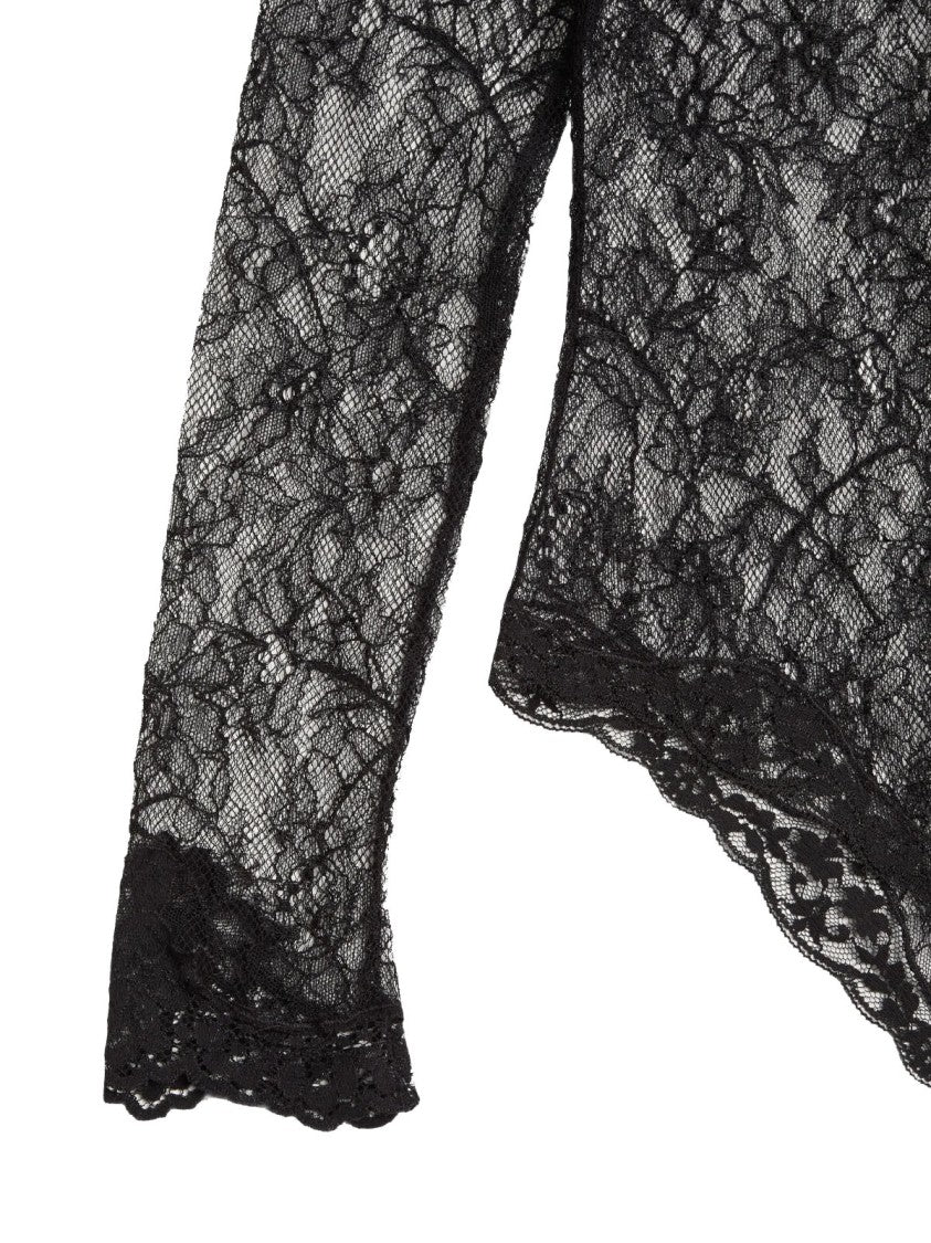 Valentino High Neck Floral Lace Bodysuit