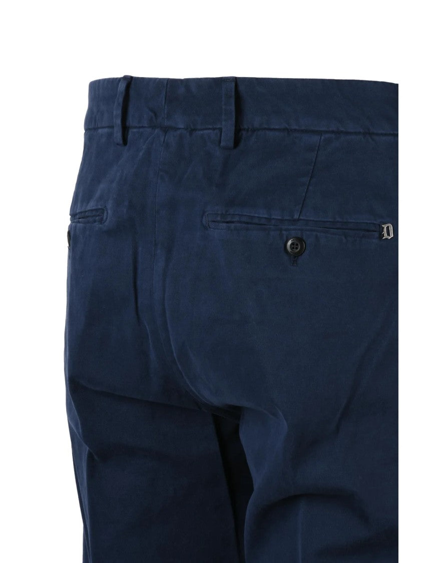 Dondup Grey Ralp Pleated Tailored Stretch Cotton Trousers