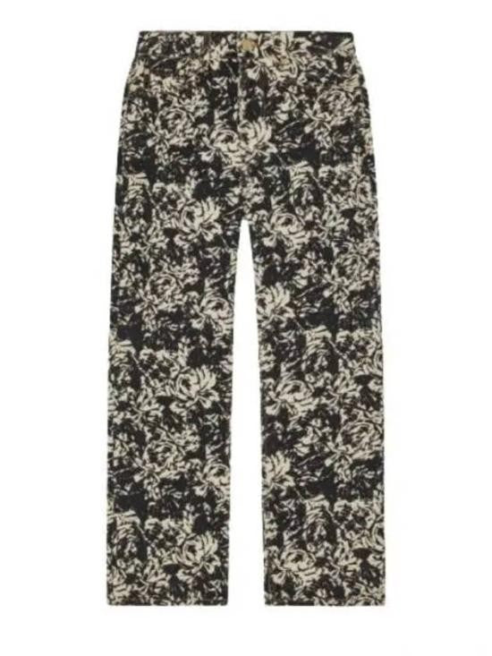 Ganni Cropped Straight-Leg Denim Pants With Abstract Floral Pattern