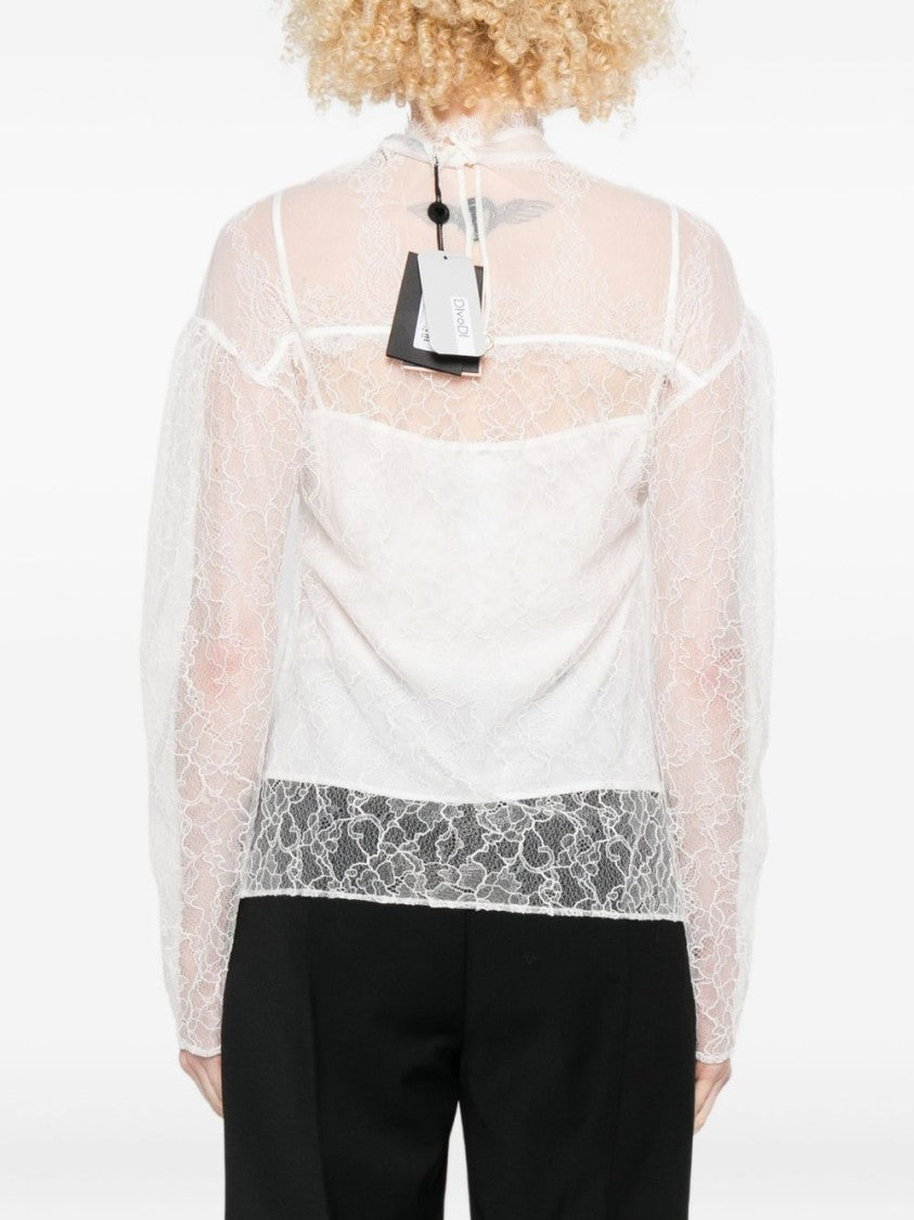 Twin-Set Delicate Long-Sleeve Sheer Lace Shirt
