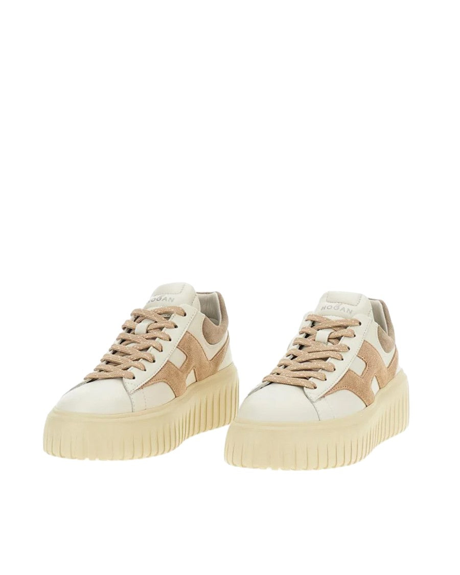 Hogan Ivory H-Stripes Nappa Leather Sneakers