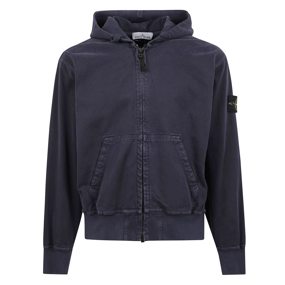 Stone Island Hooded Blue Cotton Sweatshirt