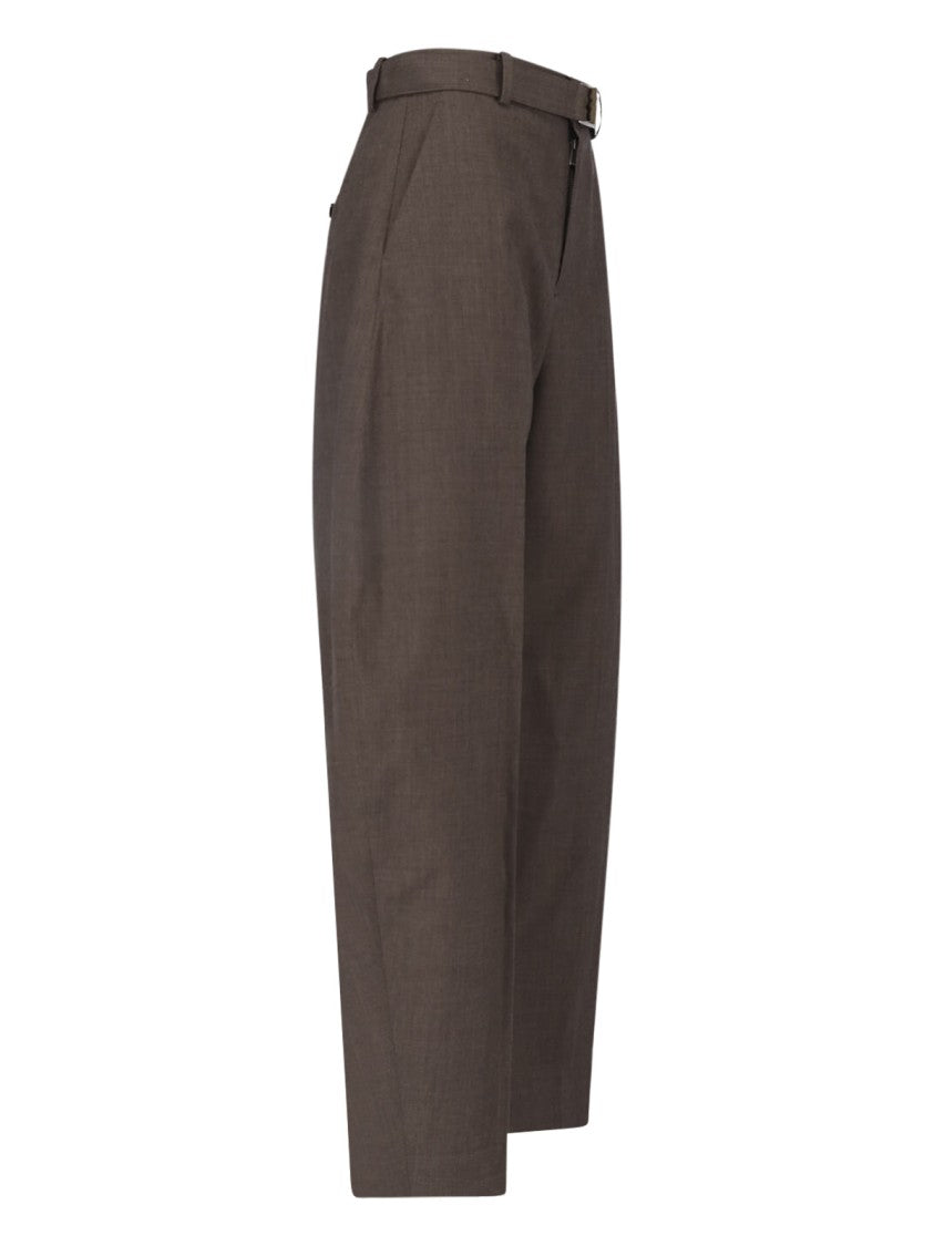 Sacai Brown Wool Trousers With High Waist