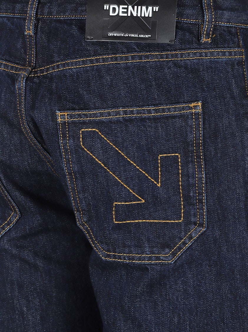 Off-White Straight-Leg Denim Jeans With Arrow Stitching Details