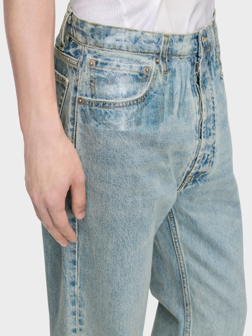 Maison Margiela Light Blue Sheer Tape Denim Straight-Leg Pants