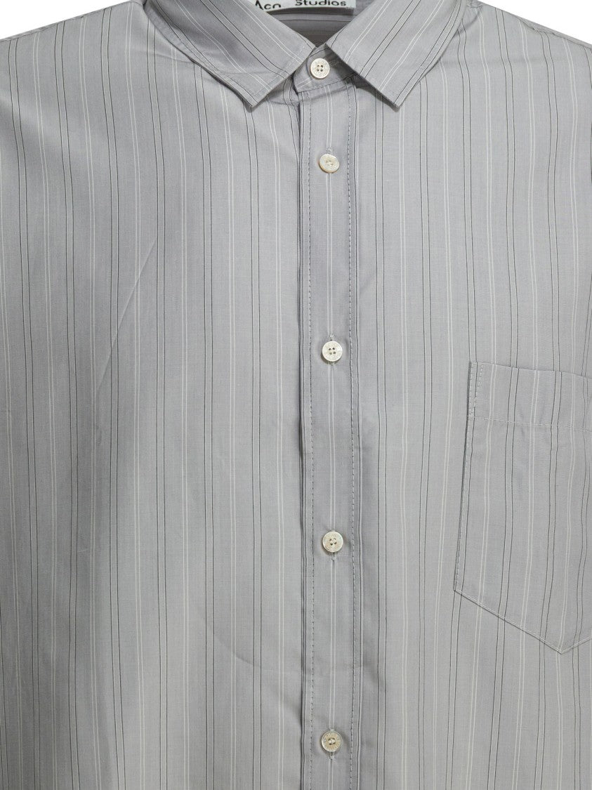 Acne Studios Boxy Grey Shirt With Vertical Stripe Pattern