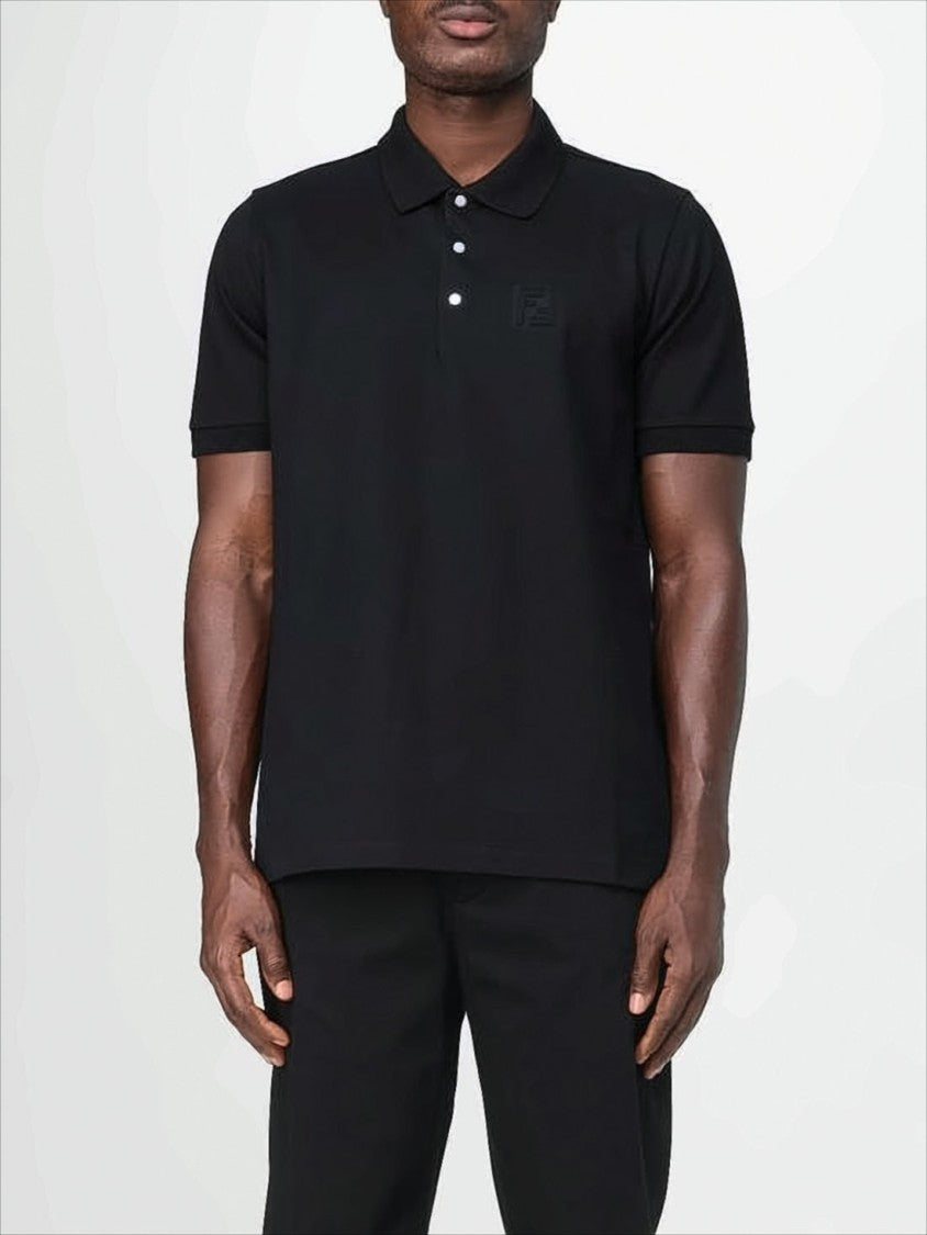Fendi Black Polo Shirt With Classic Collar