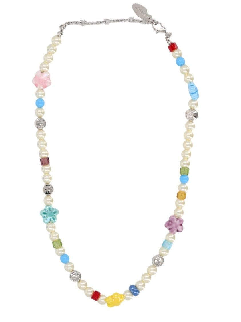Off-White Silver Colorful Bead Brass Necklace