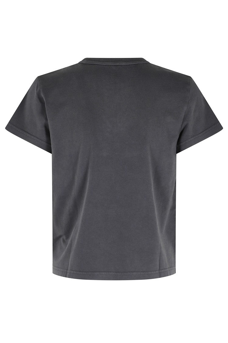 Alexander Wang Dark Gray Shrunken Embossed Glitter Logo Cotton T-Shirt