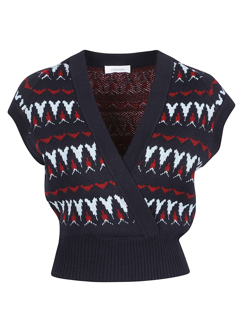 Rabanne Cropped Geometric Virgin Wool-Blend Cardigan