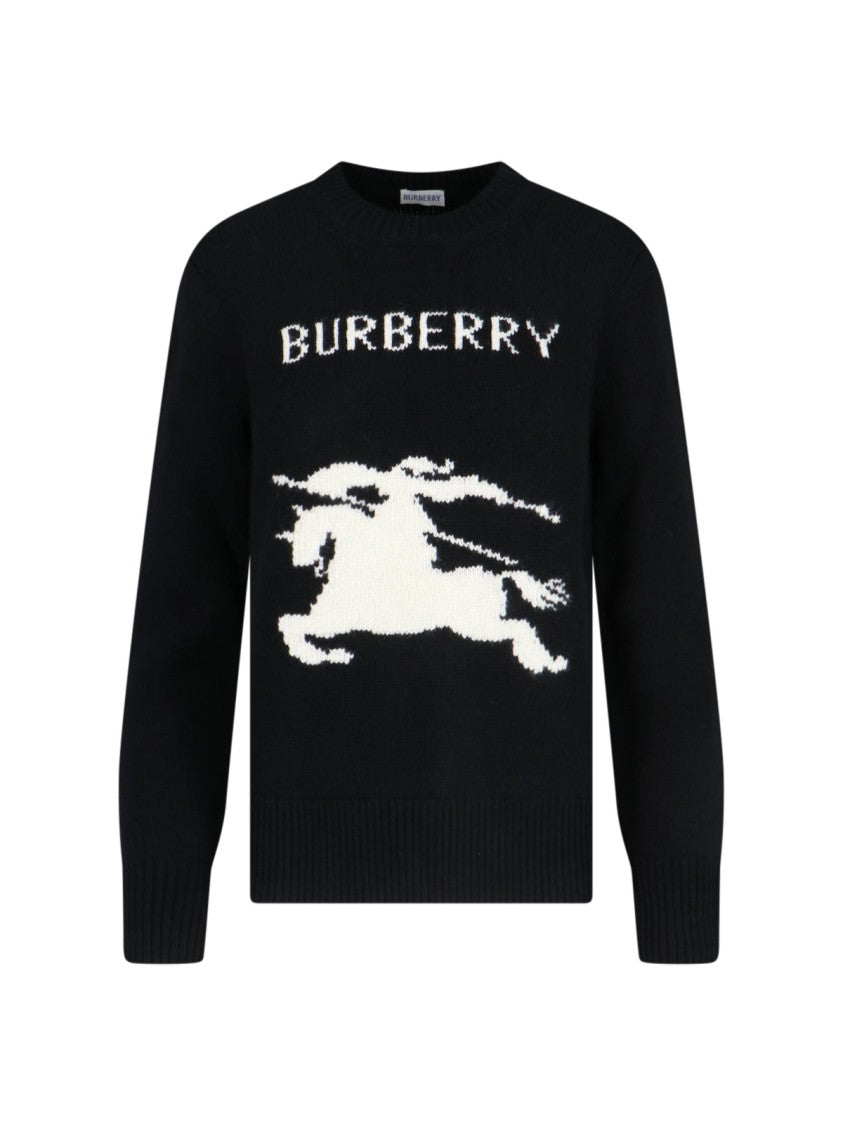 Burberry Black Ekd Wool-Cashmere Intarsia Sweater