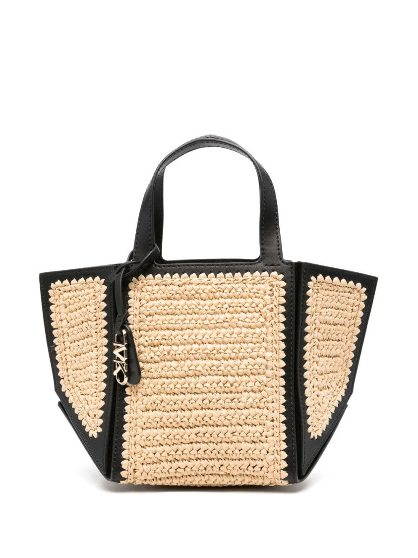 Michael Kors Natural Woven Shoulder Bag With Black Accents