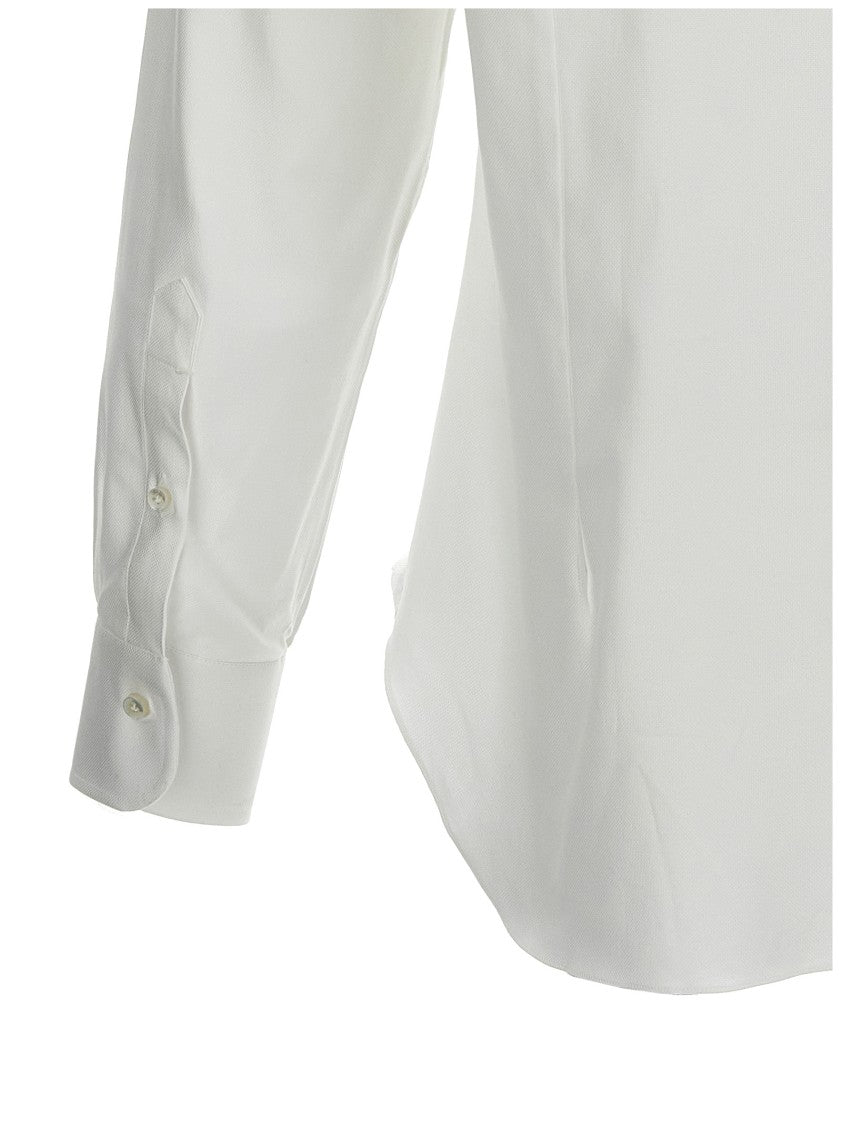 Barba Long Cuffed White Cotton Shirt