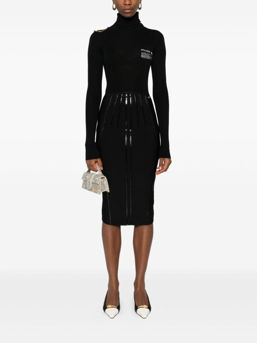 Elisabetta Franchi Fitted Black Turtleneck Sweater