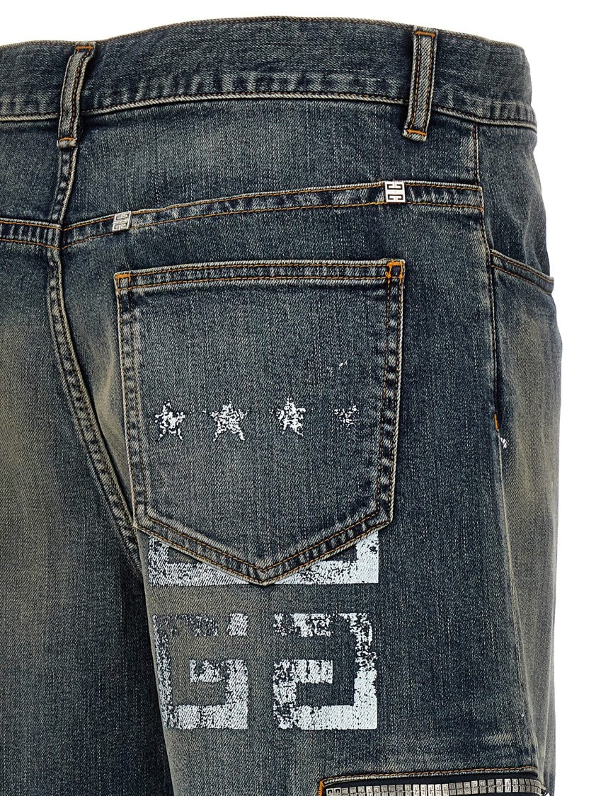 Givenchy Blue Cargo Denim Jeans With Zipped Pockets