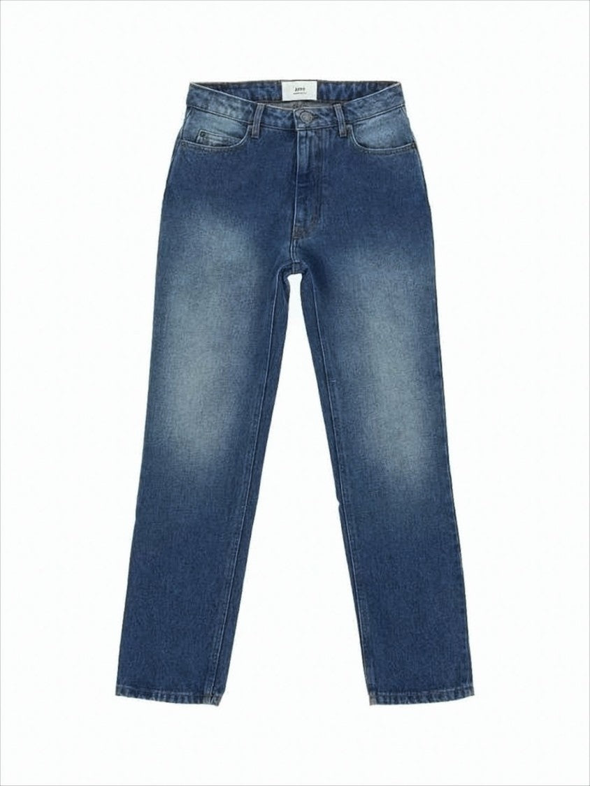 Ami Mid-Rise Straight-Leg Denim Pants With Traditional Five-Pocket Design