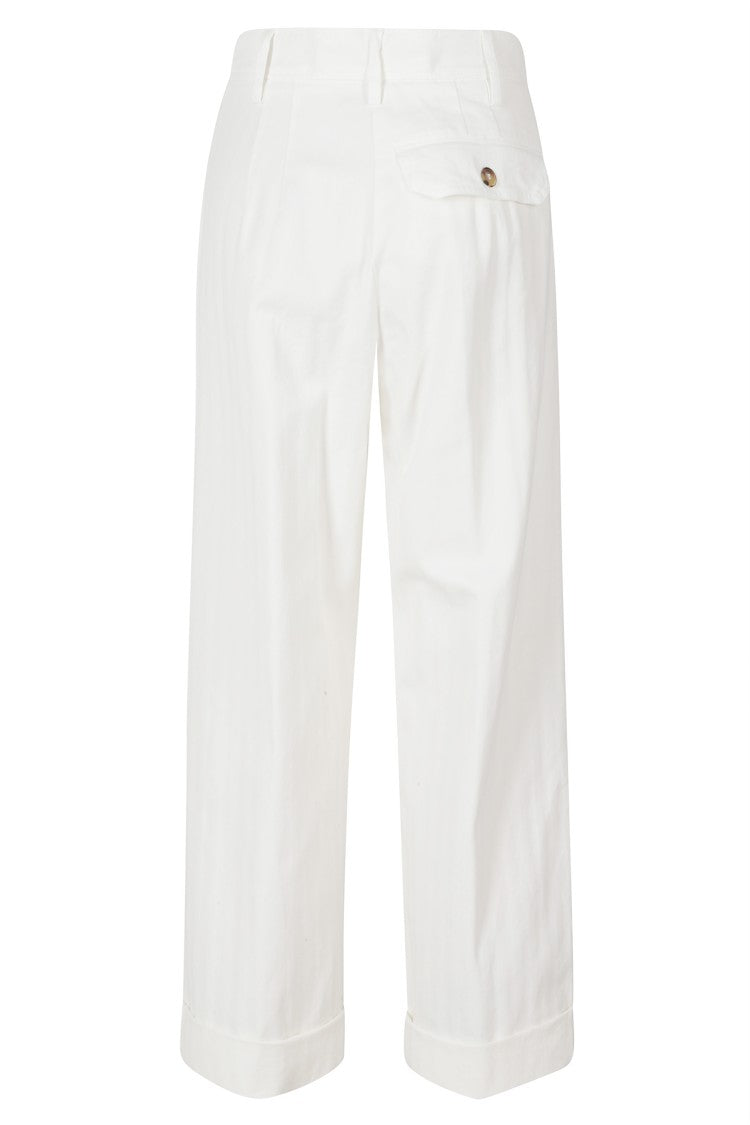 Kiltie White Spencer Wide-Leg Cotton-Modal Pants