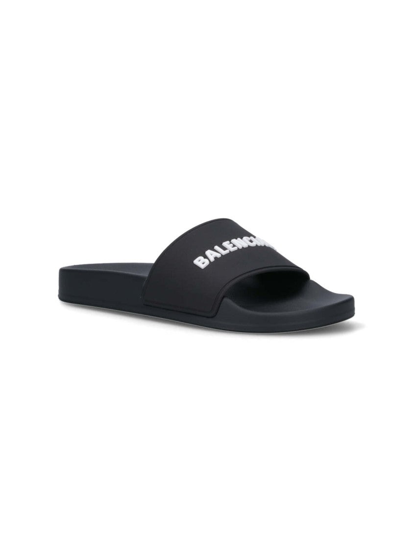 Balenciaga "Pool Side" Slide Sandals – Black