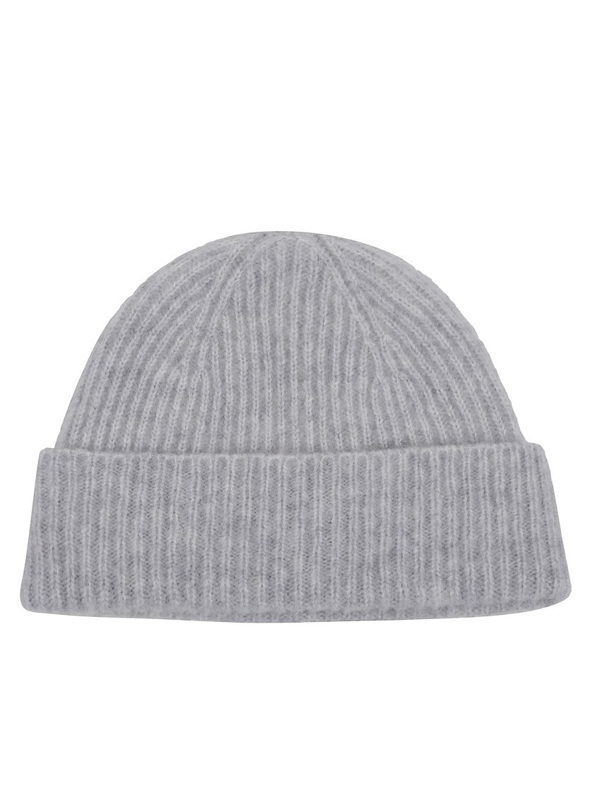 Eleventy Cashmere And Silk Ribbed Knit Hat With Folded Brim