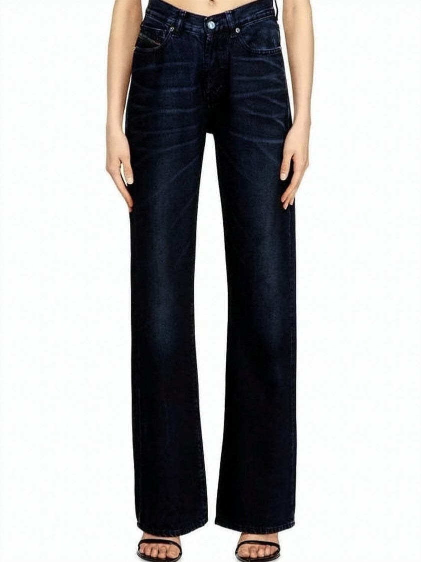 Diesel Wide-Leg Denim Pants With Mid-Rise Waist