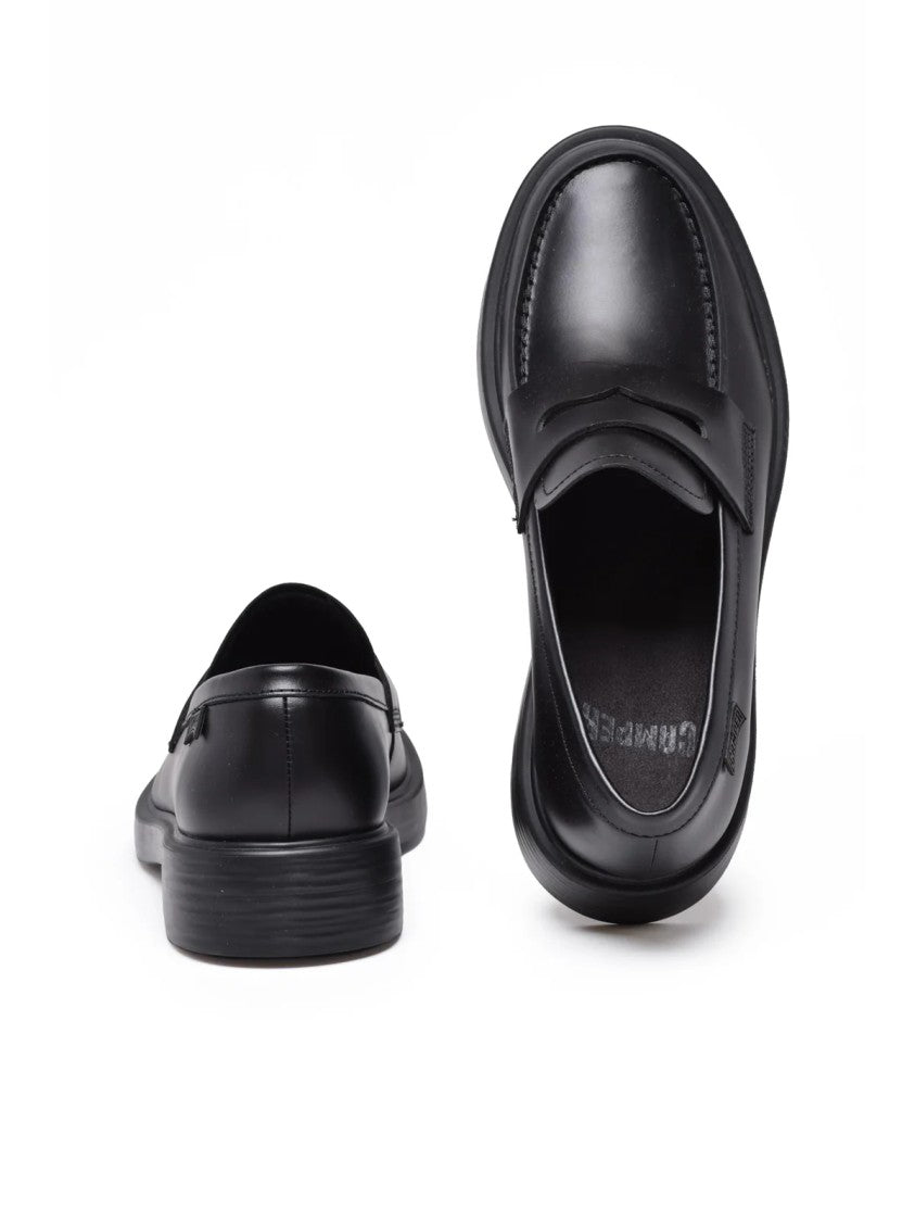 Camper Black Leather Dean Loafers