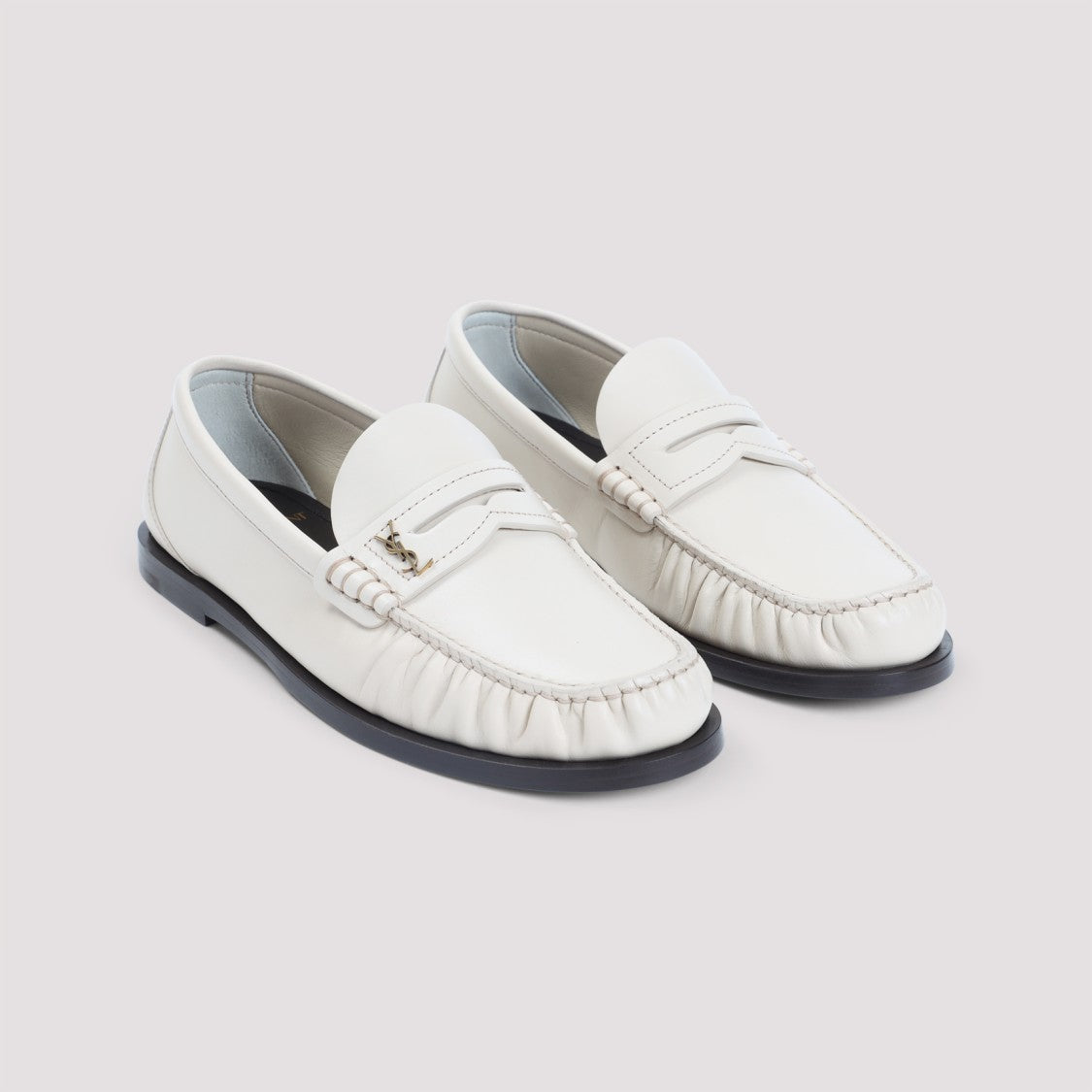 Saint Laurent Neutrals Leather Loafers