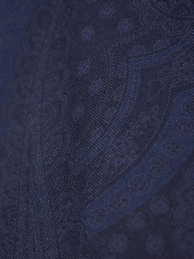 Etro Blue Paisley Jacquard Cotton Short-Sleeve Polo Shirt