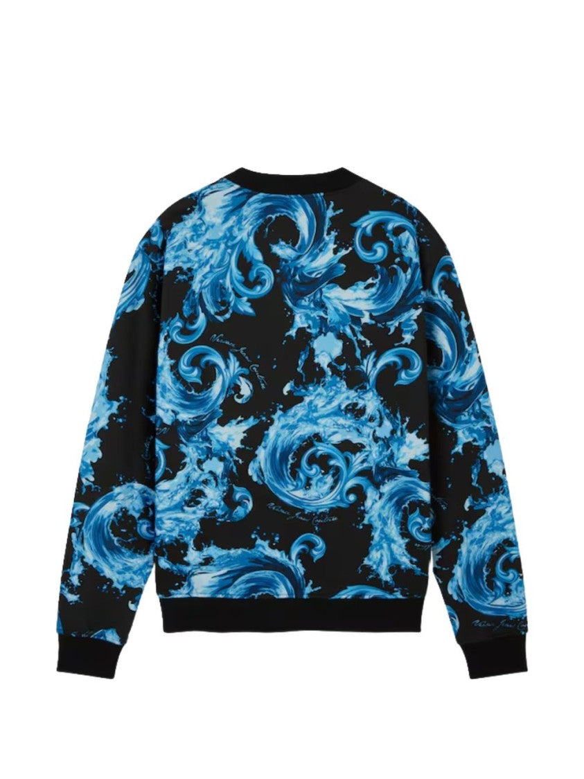Versace Jeans Couture Black Blue Ornate Print Sweatshirt