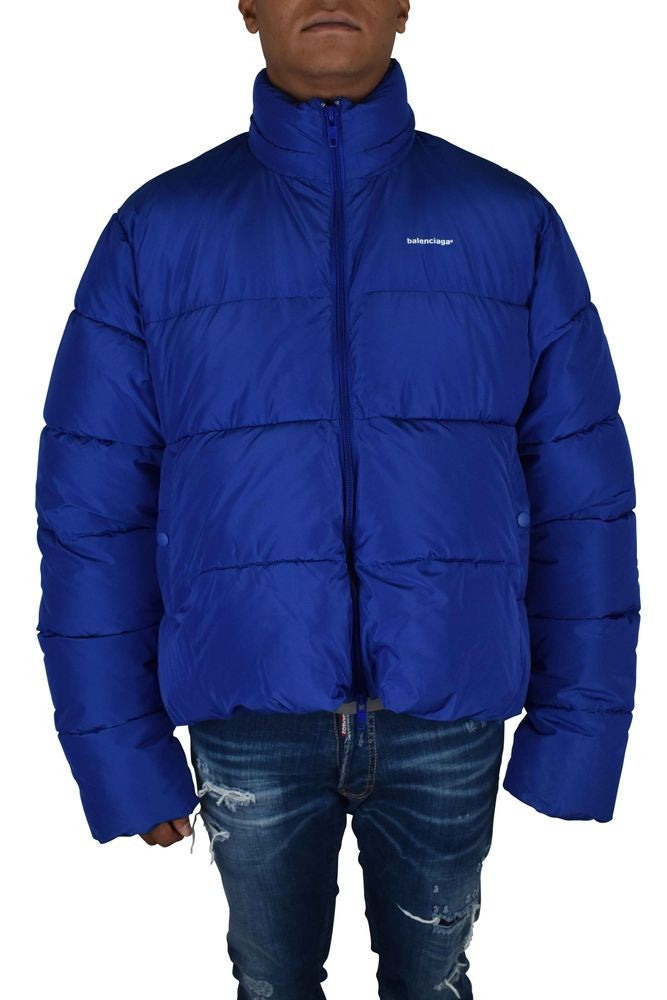 Balenciaga Electric Blue Quilted Jacket With High Collar