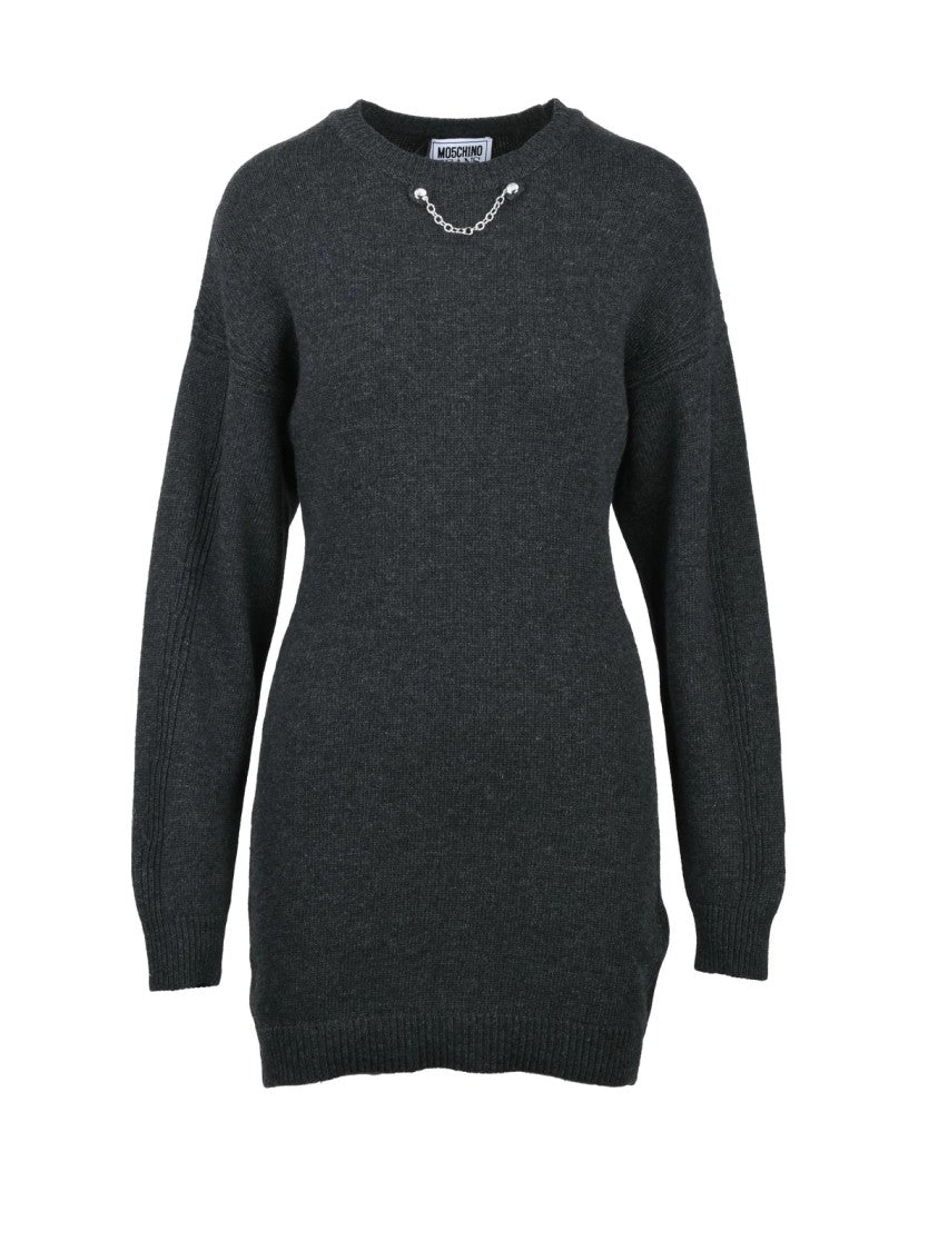 Mo5ch1no Jeans Grey Wool Viscose Polyamide Cashmere Women's Dress
