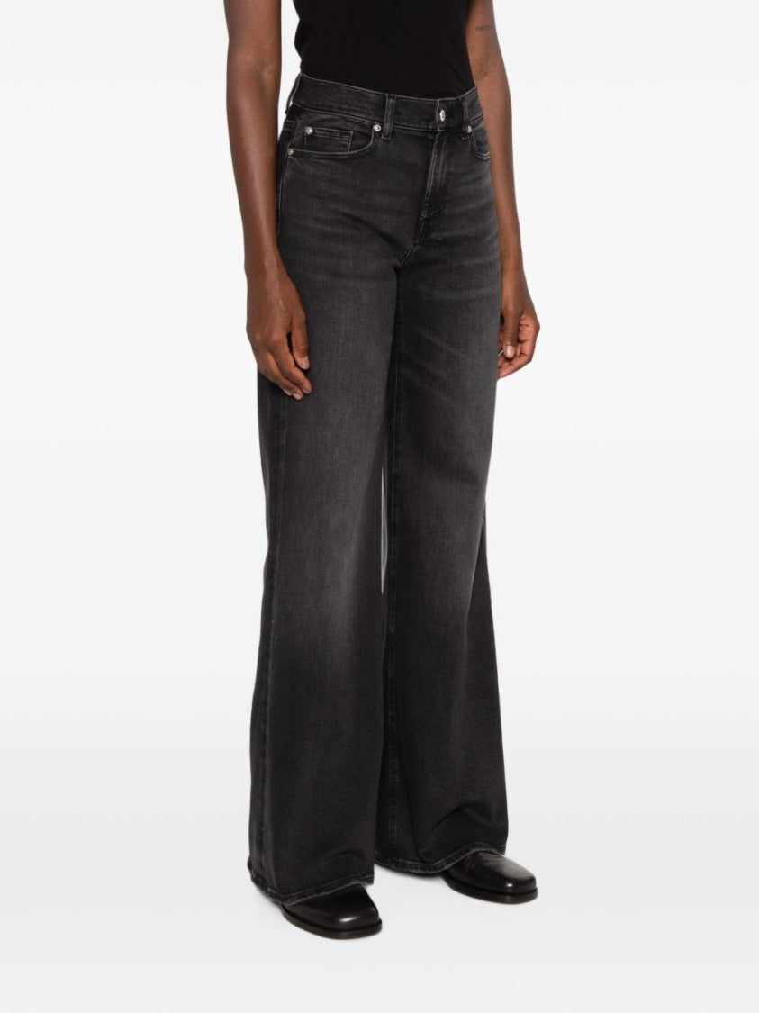 7 For All Mankind High-Waisted Wide-Leg Faded Jeans