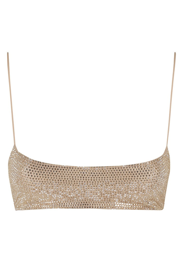 The Andamane Fitted Tulle Bralette With Rhinestone Appliqués