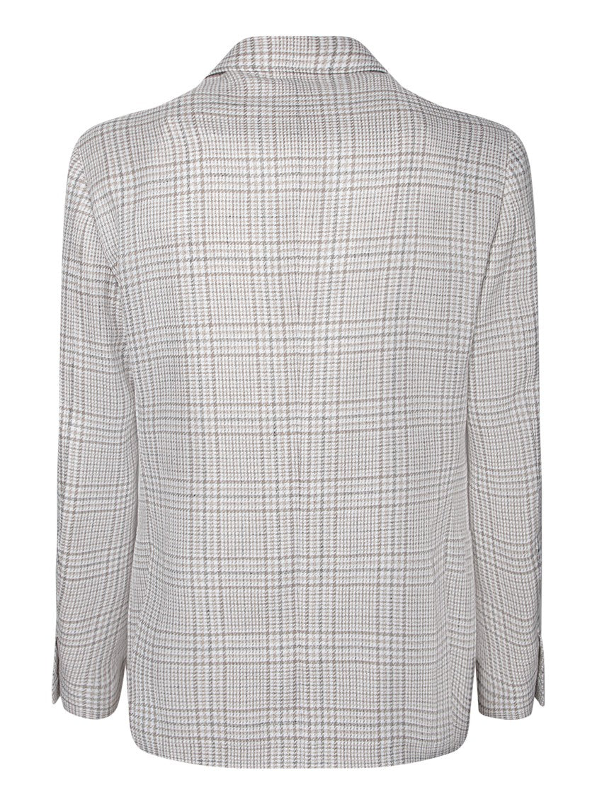 Lardini Beige Blazer With Houndstooth Pattern