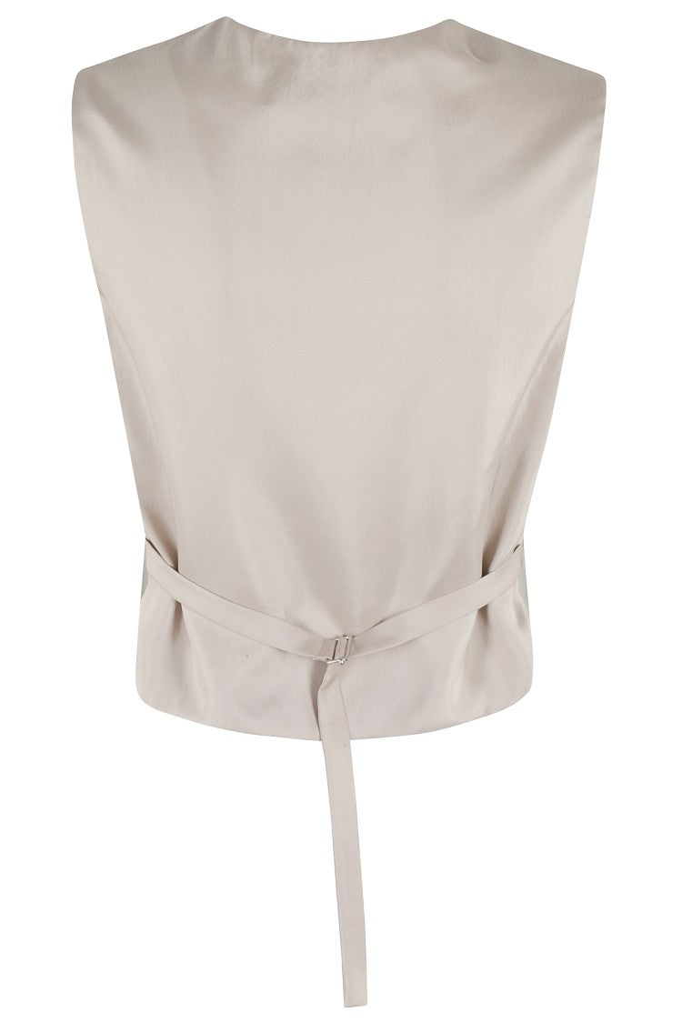 Tela Cement-Textured Sleeveless Gilet With Adjustable Back Closure