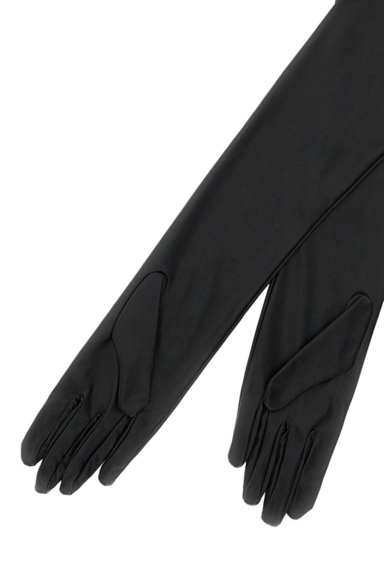 7 For All Mankind Black Faux Leather Long Gloves
