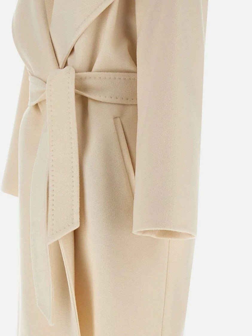 Max Mara Belted Beige Virgin Wool Newmang Coat