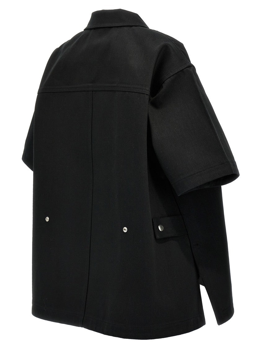 Jil Sander Textured Black Cotton Denim Shirt