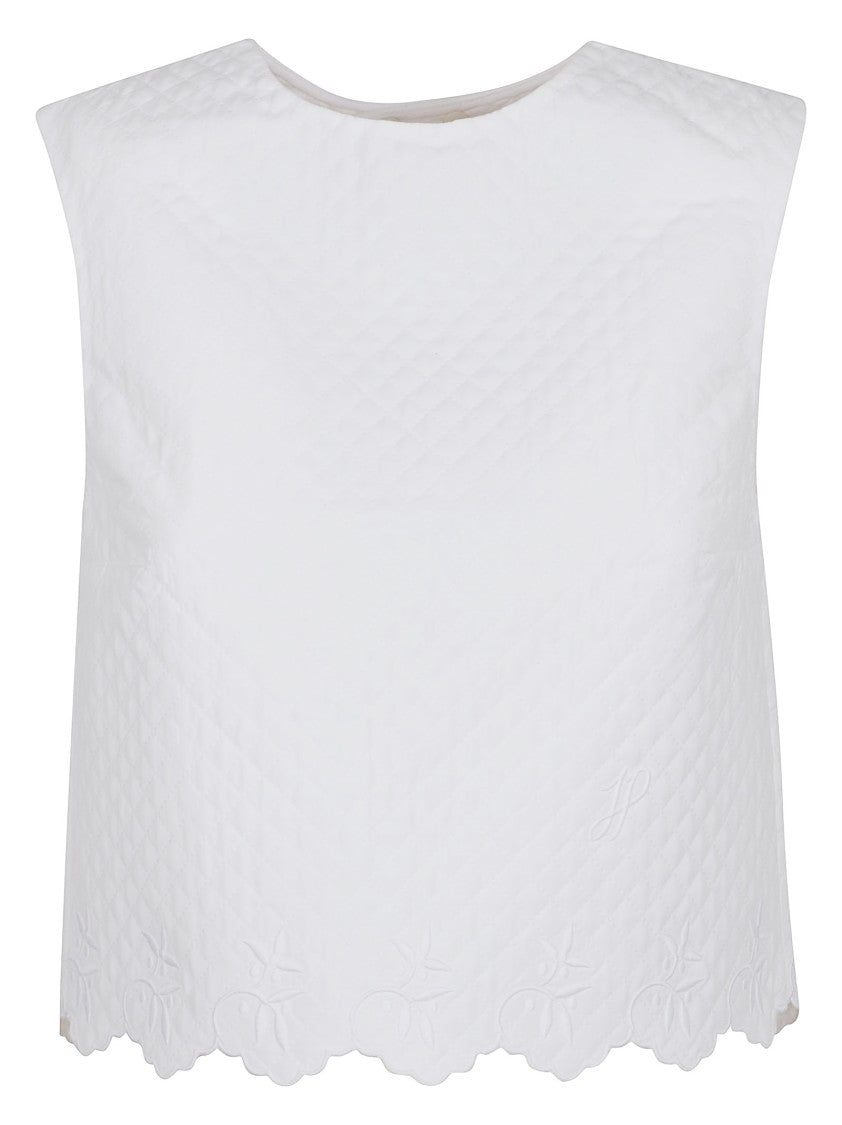 Patou Quilted Sleeveless Top With Scalloped Hem