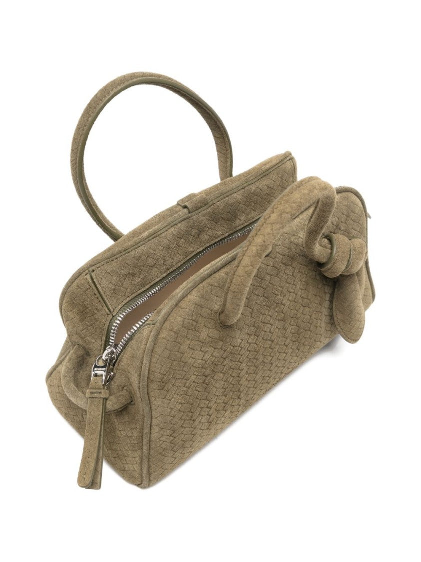 Jacquemus Khaki Green Woven Knot Zip Bag