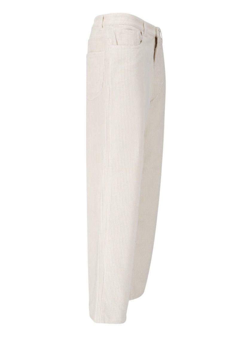 Róhe Cream Cotton Velvet Pants With Ribbed Texture