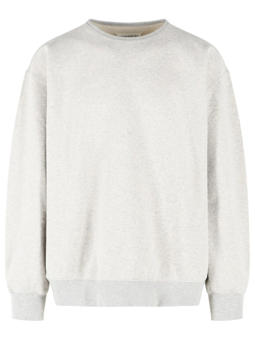 Maison Margiela Relaxed Ecru Cotton Sweatshirt With Distinctive Patch Detail
