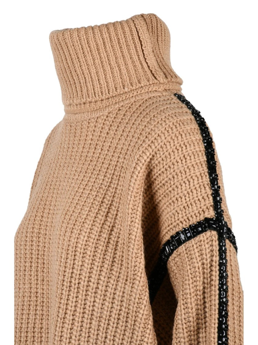 Essentiel Antwerp Oversized Beige Sweater In Alpaca And Wool Blend