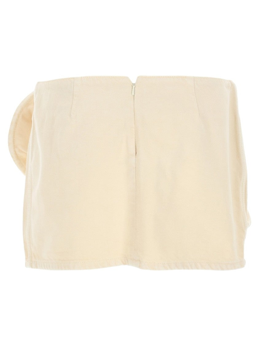 Magda Butrym Neutral Rolled Fabric Fitted Miniskirt