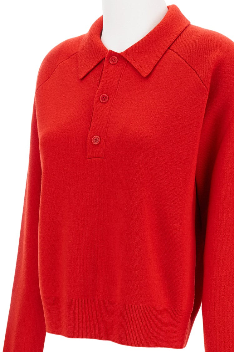 Meta Campania Classic Red Merino Wool Polo Sweater