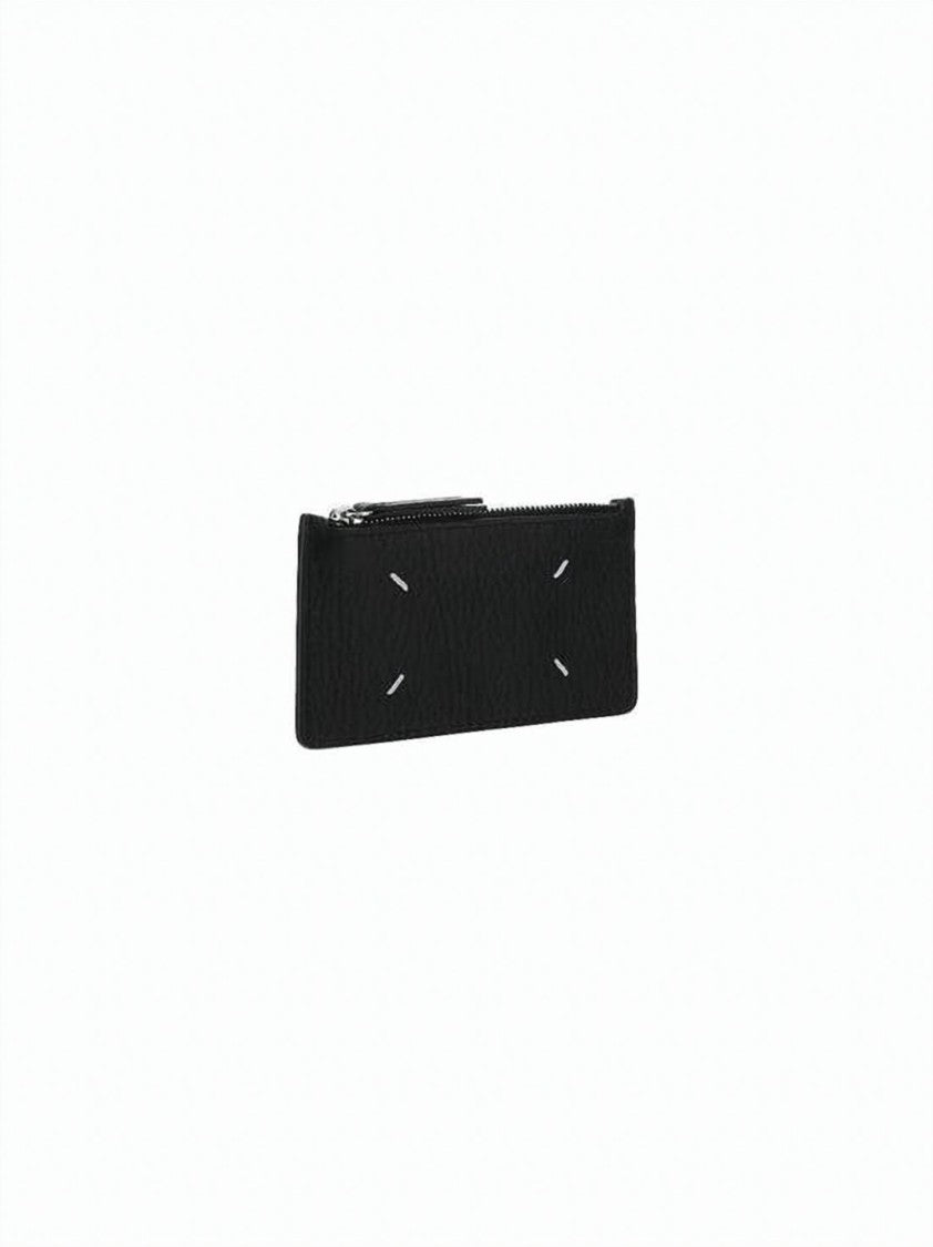 Maison Margiela Zippered Card Holder With Distinctive White Stitching