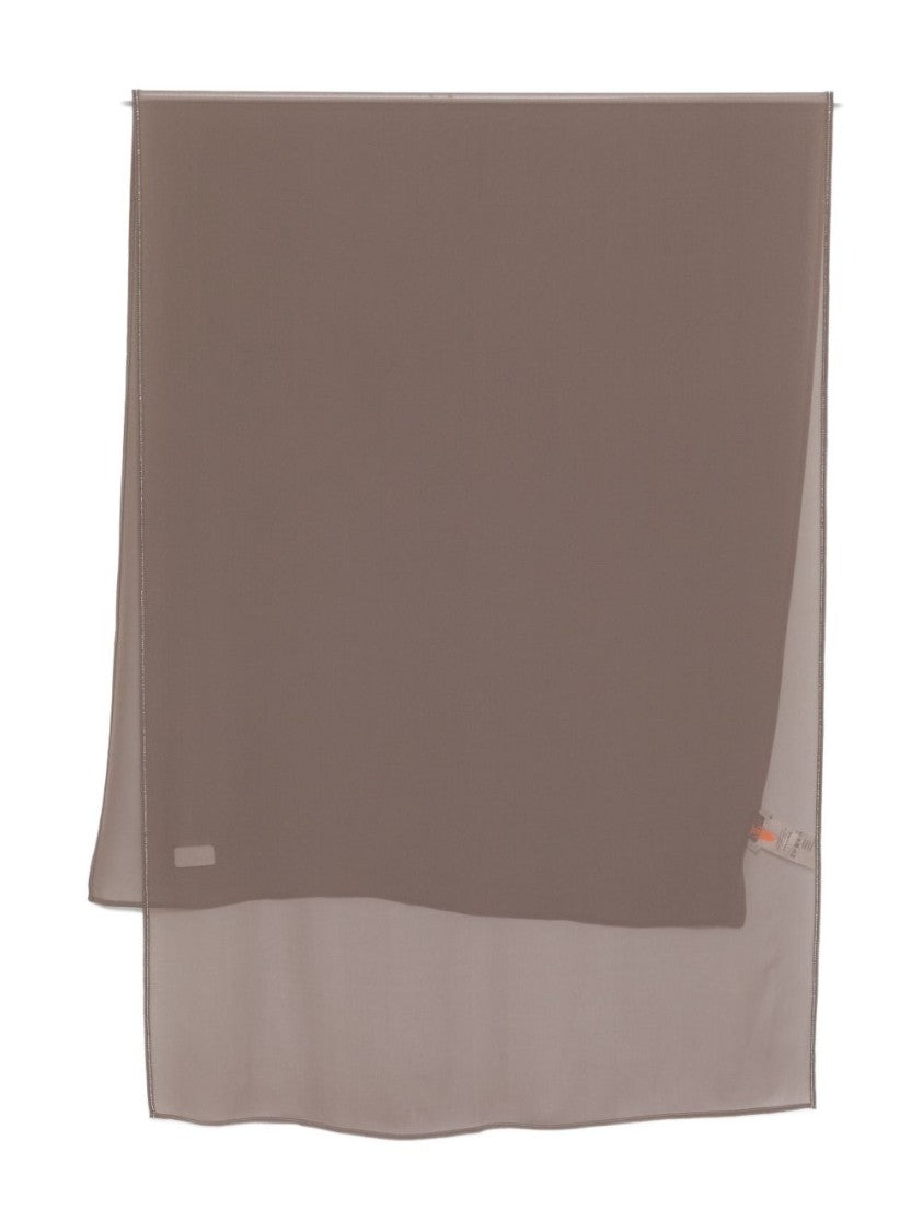 Peserico Brown Scarf With Finely Stitched Edges