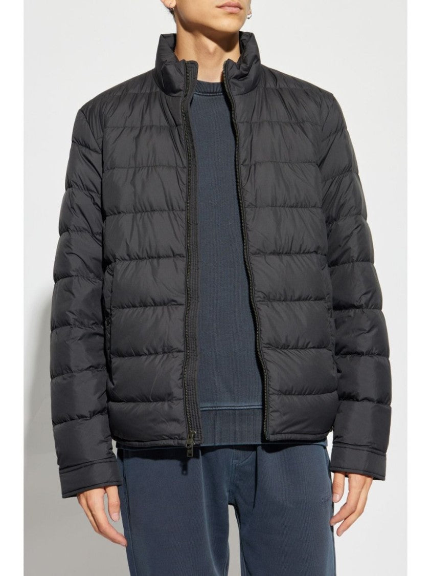Woolrich Quilted Coat With High Collar And Zipper Closure