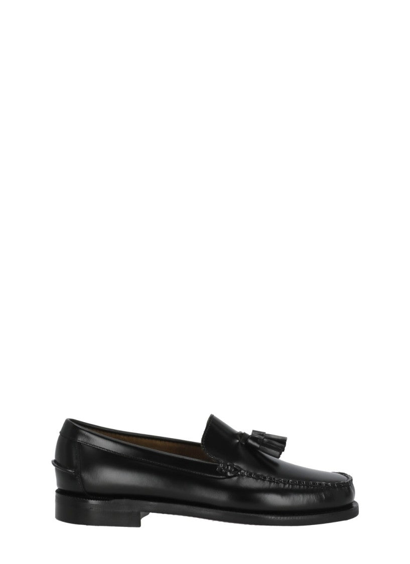 Sebago Black Polished Patent Leather Tassel Loafers